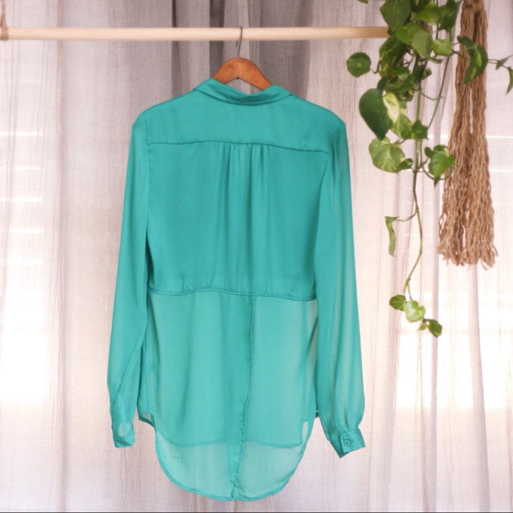 New Sheer Slit Sleeve Black Blouse